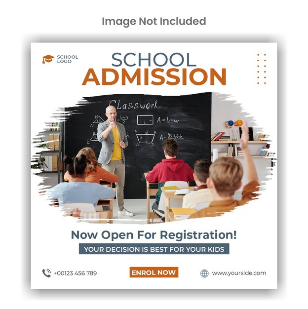 School admission instagram or social media template design