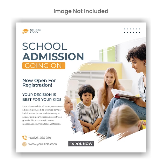 School admission instagram or social media template design