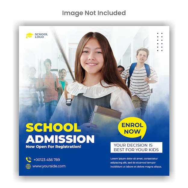 School admission instagram or social media template design