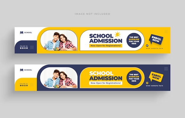 school admission LinkedIn profile banner, large promotion web banner and social media cover design