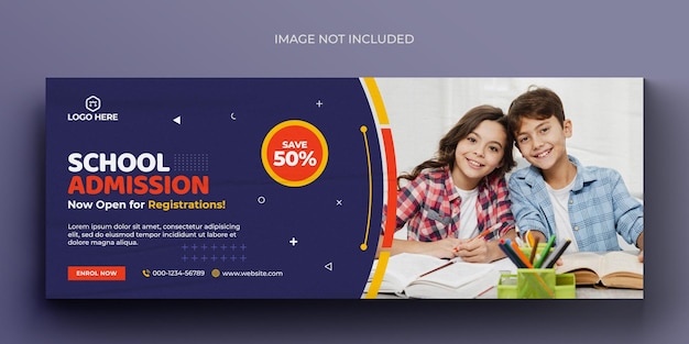 School admission media web banner flyer and facebook cover photo design template