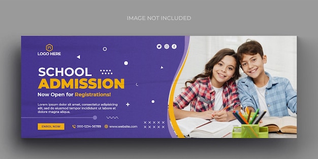 School admission media web banner flyer and facebook cover photo design template