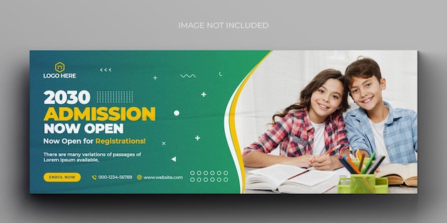 School admission media web banner flyer and facebook cover photo design template