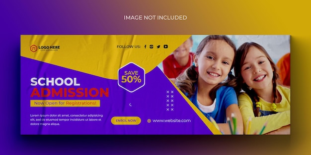 School admission media web banner flyer and facebook cover photo design template