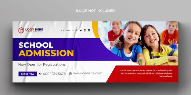 School admission media web banner flyer and facebook cover photo design template