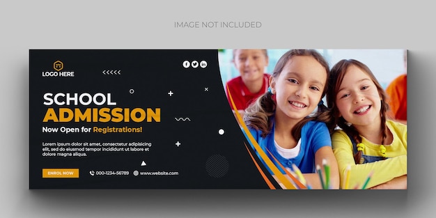 PSD school admission media web banner flyer and facebook cover photo design template