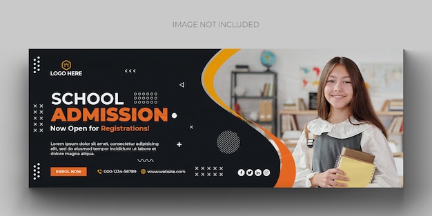 School admission media web banner flyer and facebook cover photo design template