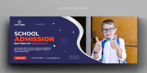 School admission media web banner flyer and facebook cover photo design template