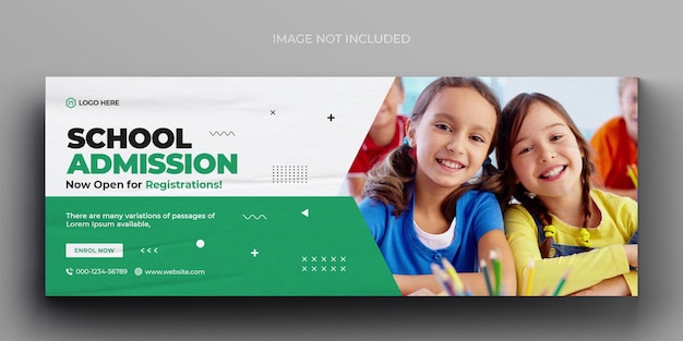 School admission media web banner flyer and facebook cover photo design template