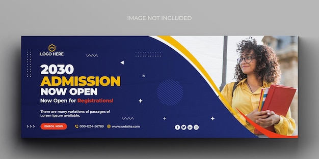 School admission media web banner flyer and facebook cover photo design template