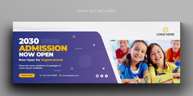 School admission media web banner flyer and facebook cover photo design template