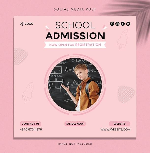 School Admission Now Open For Registration Social Media Post Vector Illustration Stock