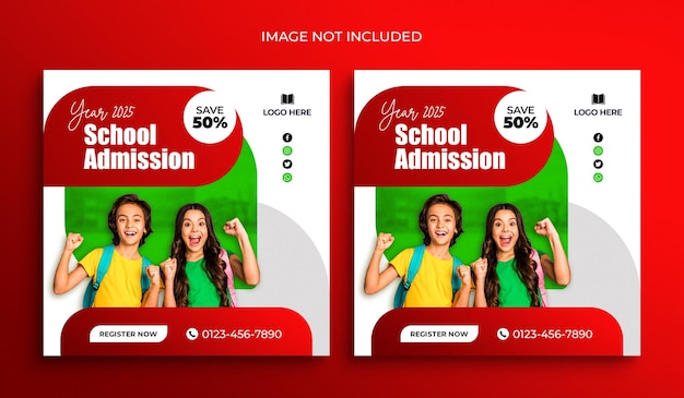 School admission promotional instagram banner or social media post template