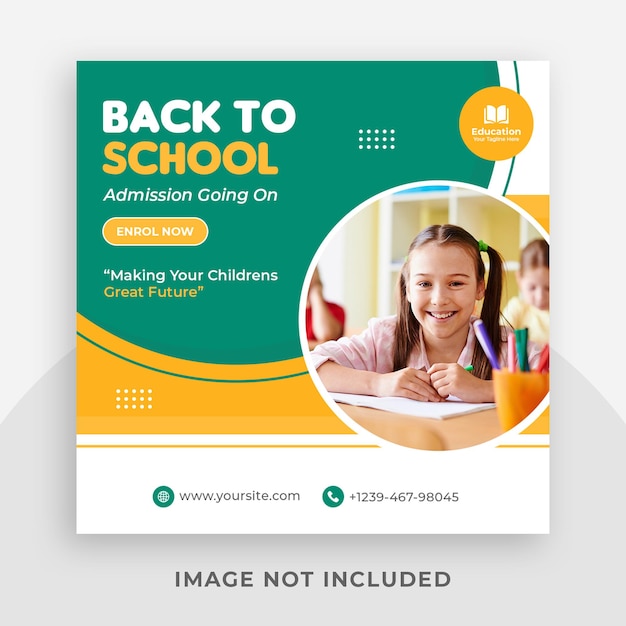 School admission promotional instagram social media post template and web banner