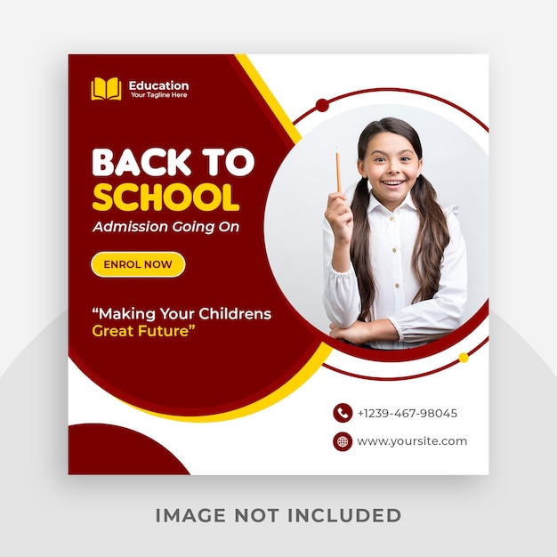 School admission promotional instagram social media post template and web banner