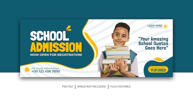 School admission social media cover back to school banner Premium template