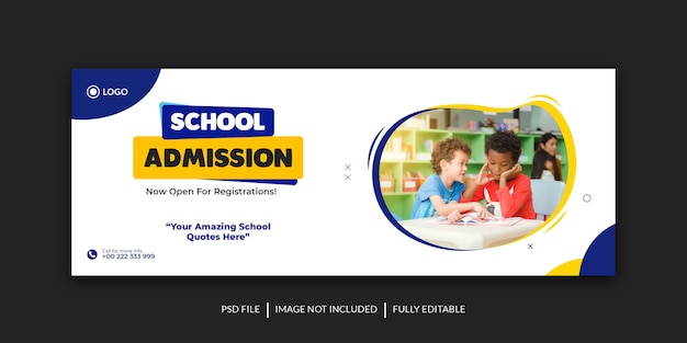 School admission social media cover banner template