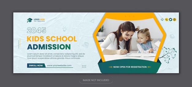 School admission social media Facebook cover and web banner design template