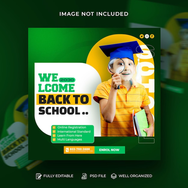 PSD school admission social media instagram post banner template