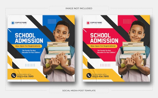 School admission social media instagram post and web banner template