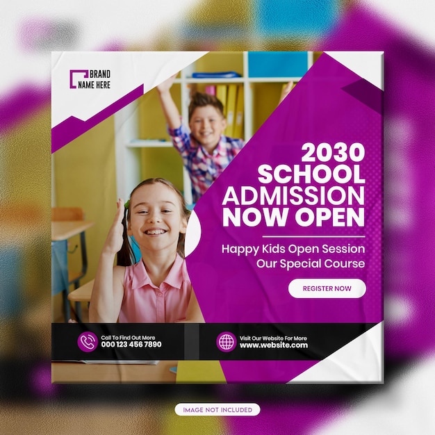 PSD school admission social media instagram post and web banner template