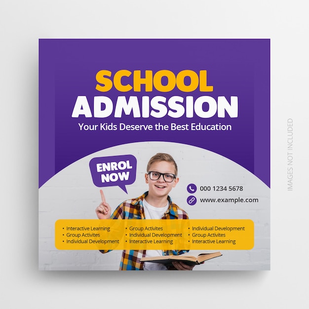 School admission social media post banner template