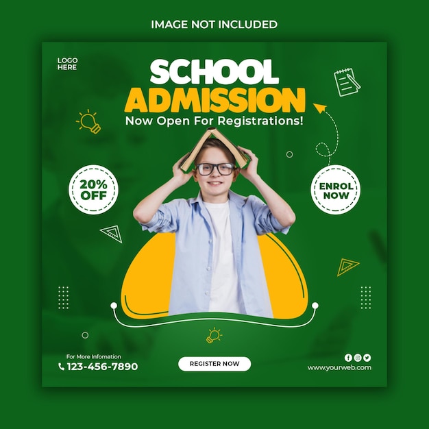 School admission social media post banner template