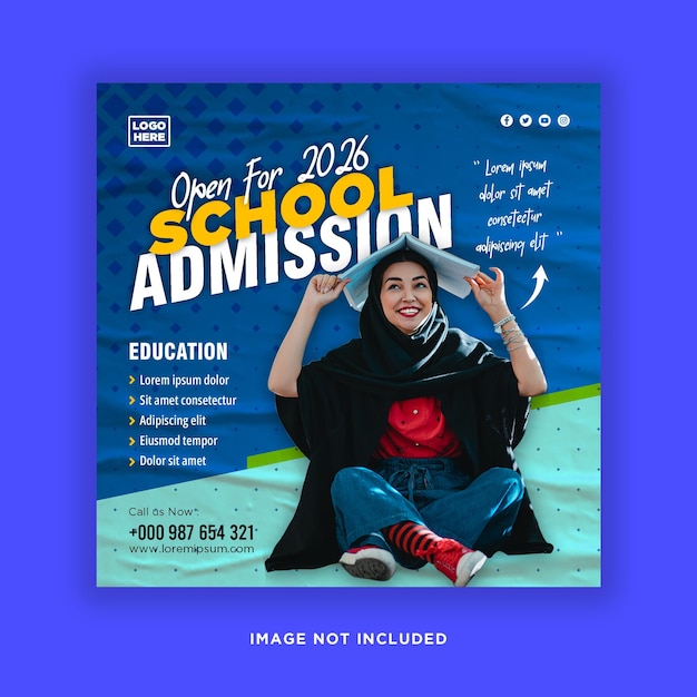 School admission social media post or banner template