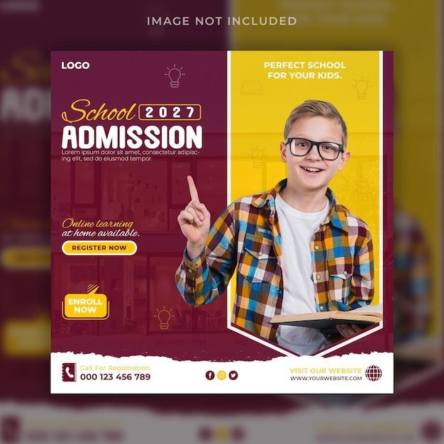 School admission social media post banner template