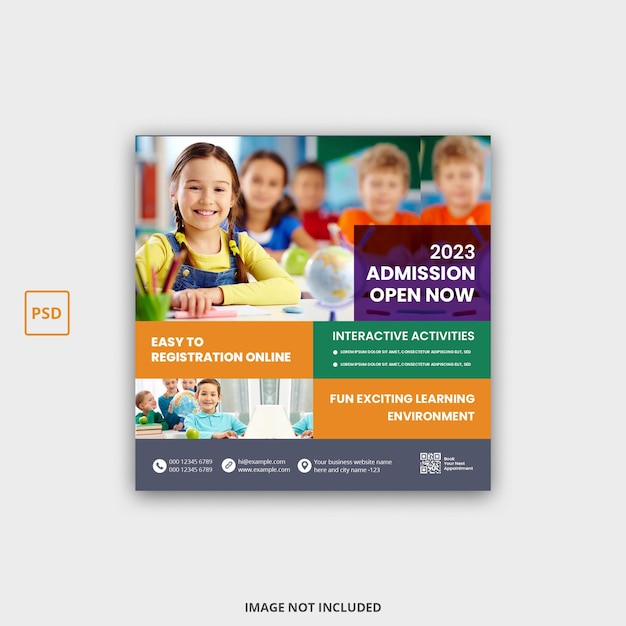 School Admission Social Media Post Design Template