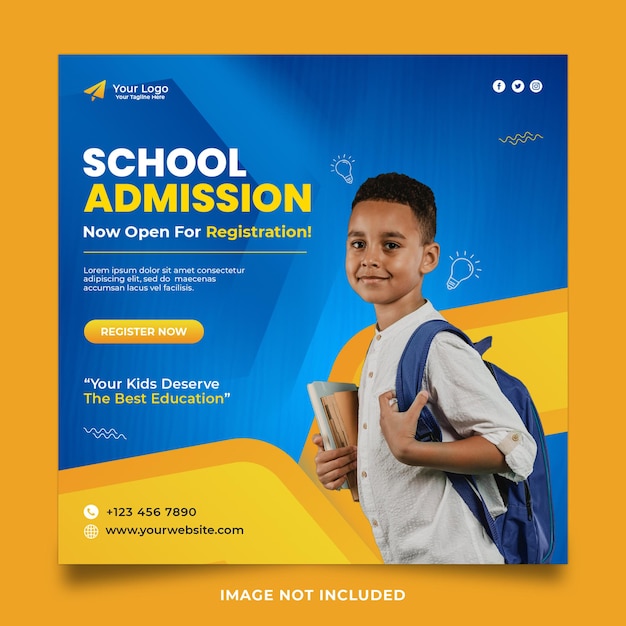 School Admission Social Media Post Template Design