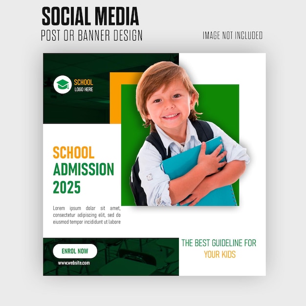 PSD school admission social media post template design