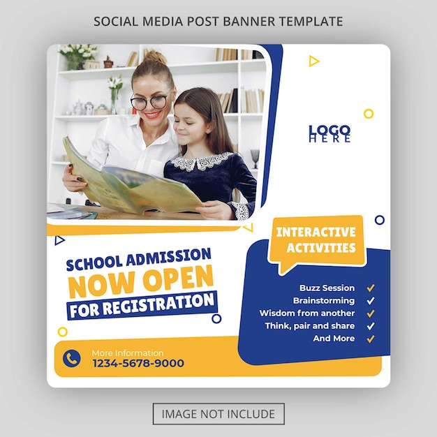 School admission social media post template Free Psd