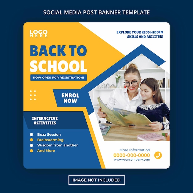 School admission social media post template Free Psd