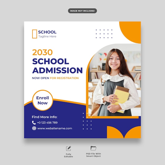 School admission social media post template