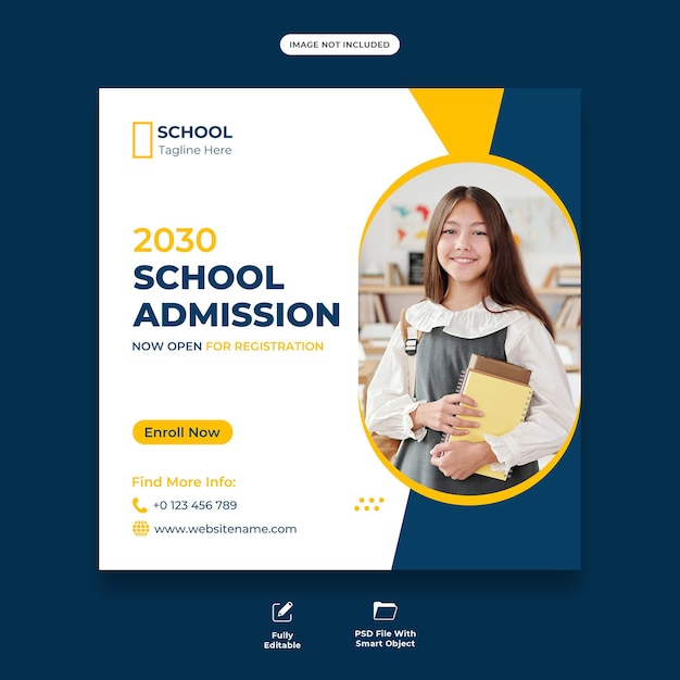 School admission social media post template