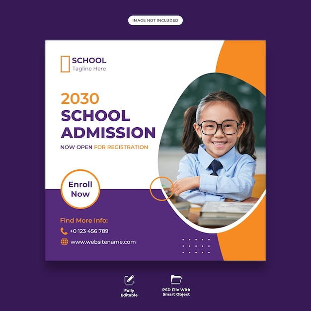 School admission social media post template