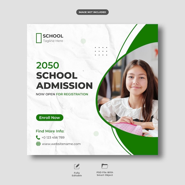 School admission social media post template