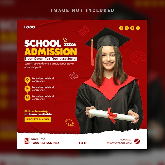 School admission social media post template