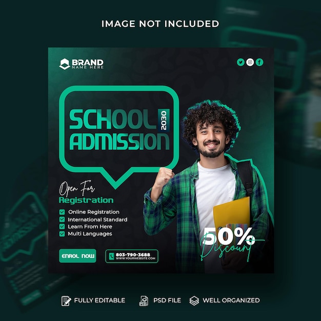 PSD school admission social media post template