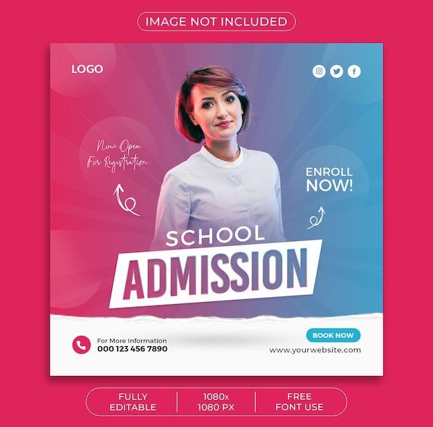 School admission social media post template