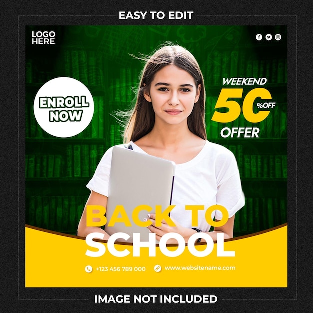 School Admission Social Media Post or Web Banner Template