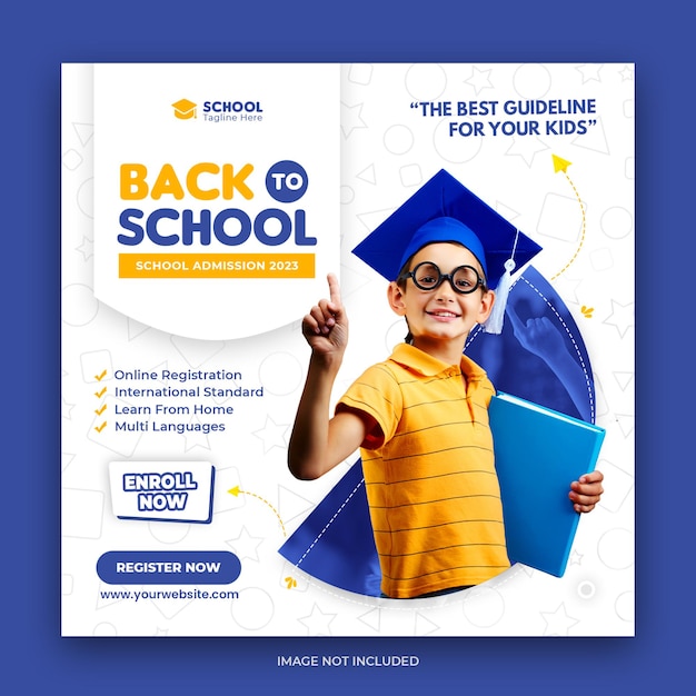 School admission social media post or web banner template