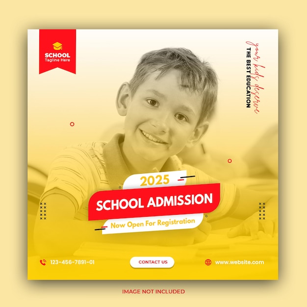 School admission social media post or web banner template