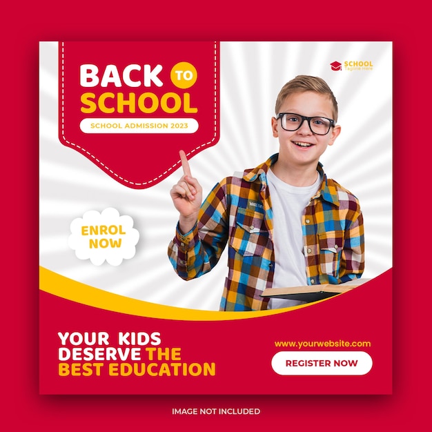 School admission social media post or web banner template