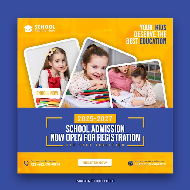 School admission social media post or web banner template