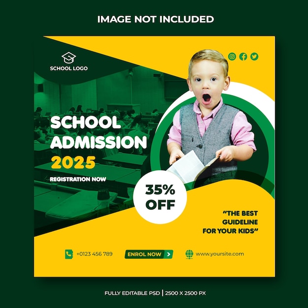 School admission social media post and web banner template