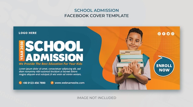 School admission social media web banner and facebook cover design template