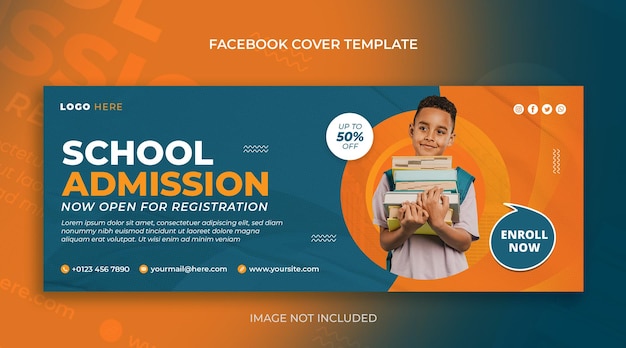 School admission social media web banner and facebook cover design template