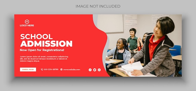 School admission social media web banner facebook cover photo design template